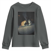 Funny Smoking Cat Youth Sweatshirt Retro 90s Grunge Kitty Streetwear Meme - Wonder Print Shop