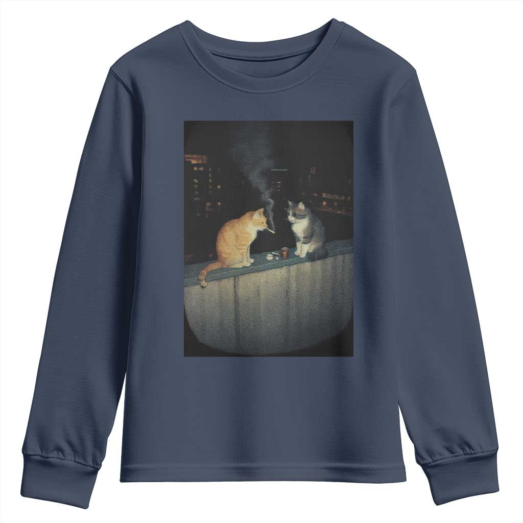 Funny Smoking Cat Youth Sweatshirt Retro 90s Grunge Kitty Streetwear Meme - Wonder Print Shop