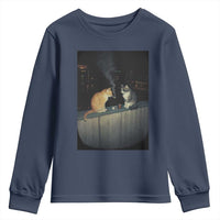 Funny Smoking Cat Youth Sweatshirt Retro 90s Grunge Kitty Streetwear Meme - Wonder Print Shop