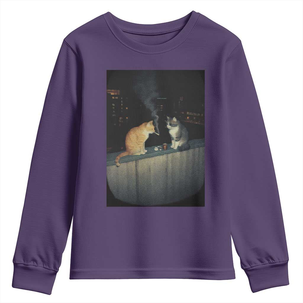 Funny Smoking Cat Youth Sweatshirt Retro 90s Grunge Kitty Streetwear Meme - Wonder Print Shop