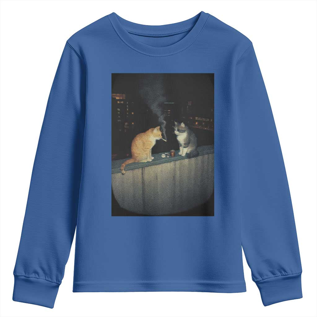 Funny Smoking Cat Youth Sweatshirt Retro 90s Grunge Kitty Streetwear Meme - Wonder Print Shop