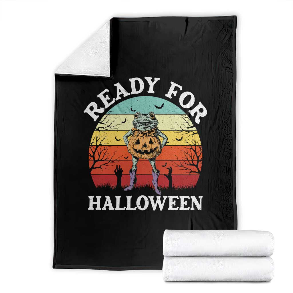 Funny Halloween Frog Throw Blanket Retro Spooky Season Funny Frogs Costume - Wonder Print Shop