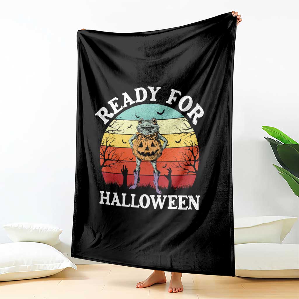 Funny Halloween Frog Throw Blanket Retro Spooky Season Funny Frogs Costume - Wonder Print Shop