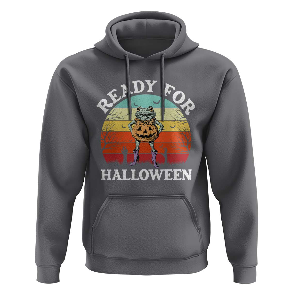 Funny Halloween Frog Hoodie Retro Spooky Season Funny Frogs Costume - Wonder Print Shop