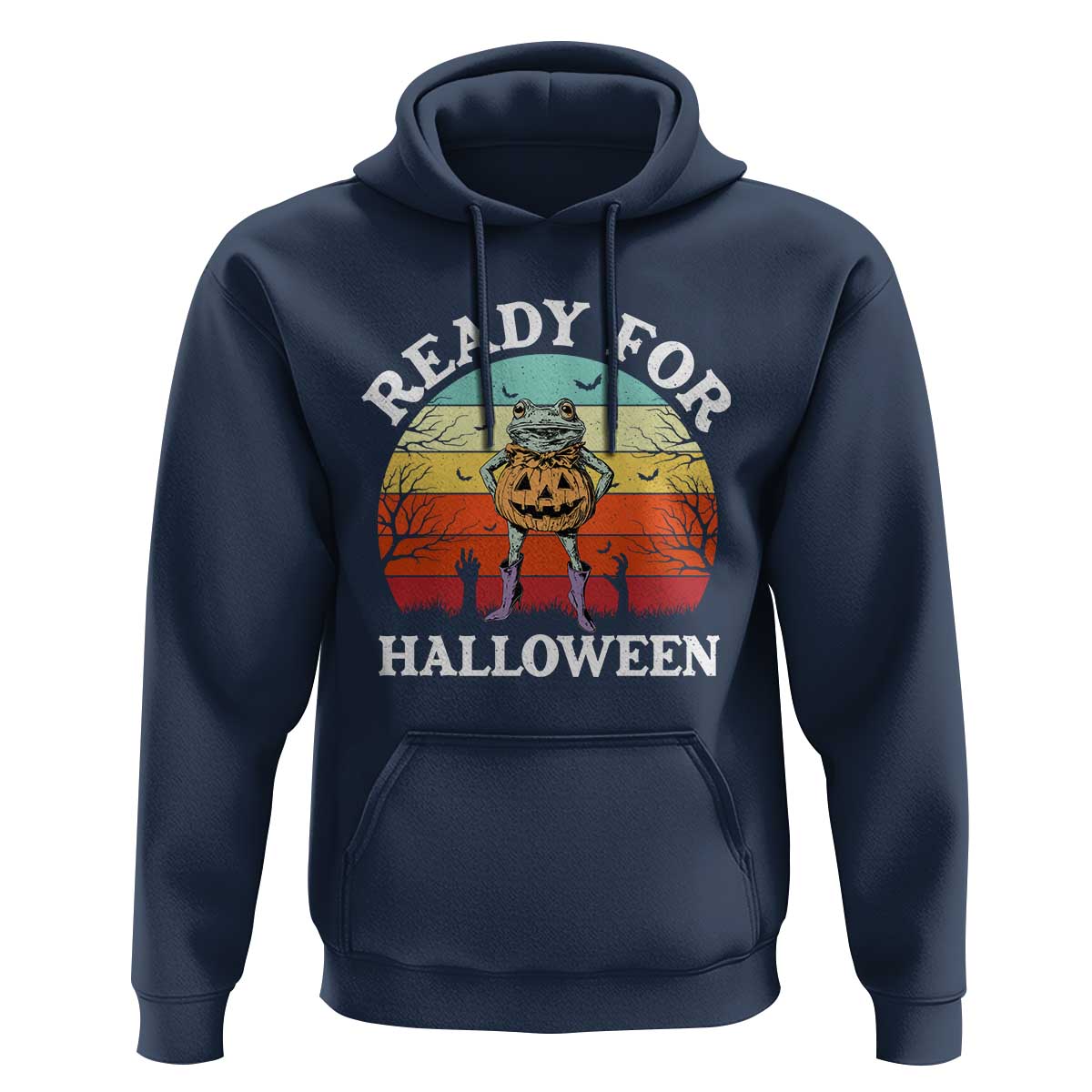 Funny Halloween Frog Hoodie Retro Spooky Season Funny Frogs Costume - Wonder Print Shop
