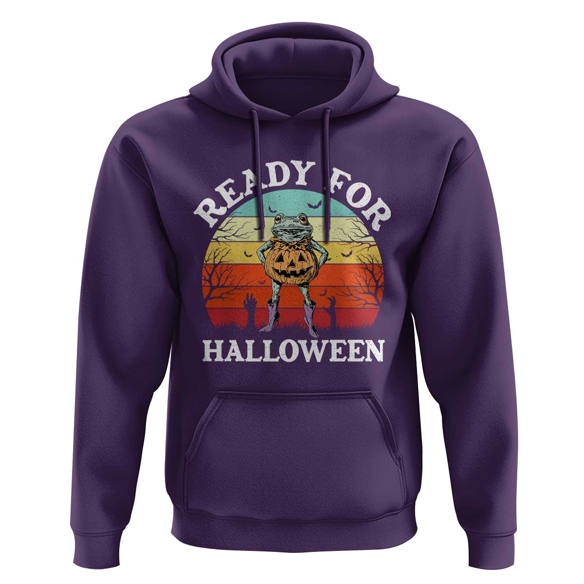 Funny Halloween Frog Hoodie Retro Spooky Season Funny Frogs Costume - Wonder Print Shop
