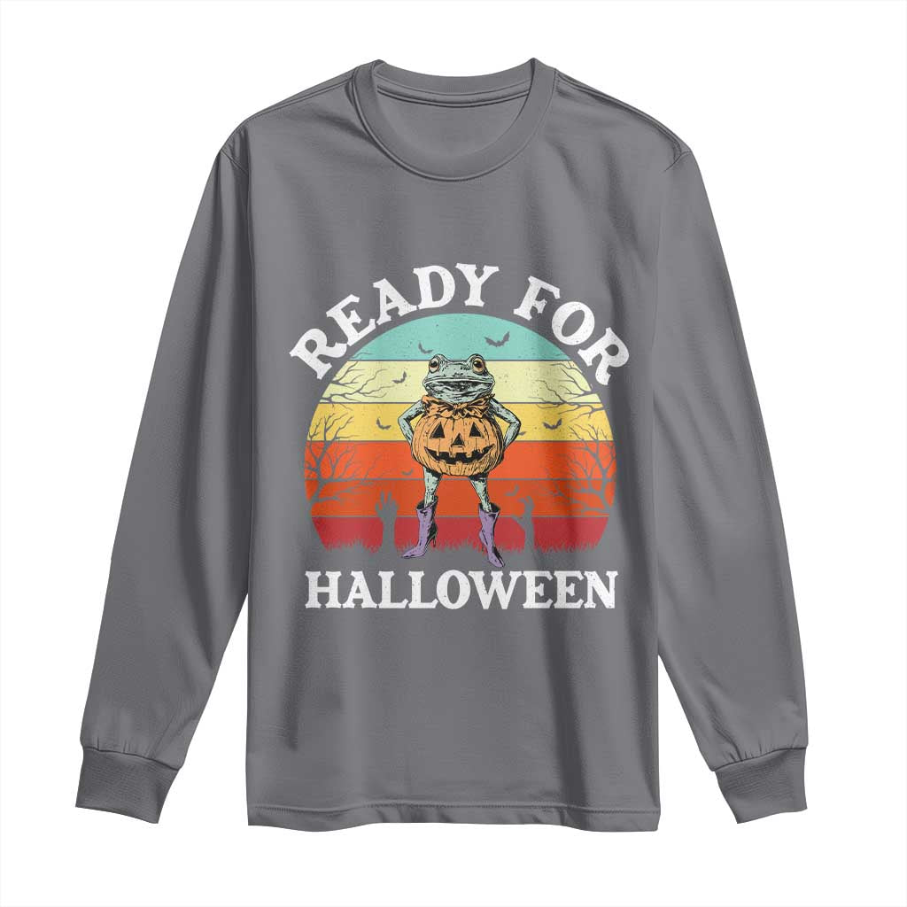 Funny Halloween Frog Long Sleeve Shirt Retro Spooky Season Funny Frogs Costume - Wonder Print Shop