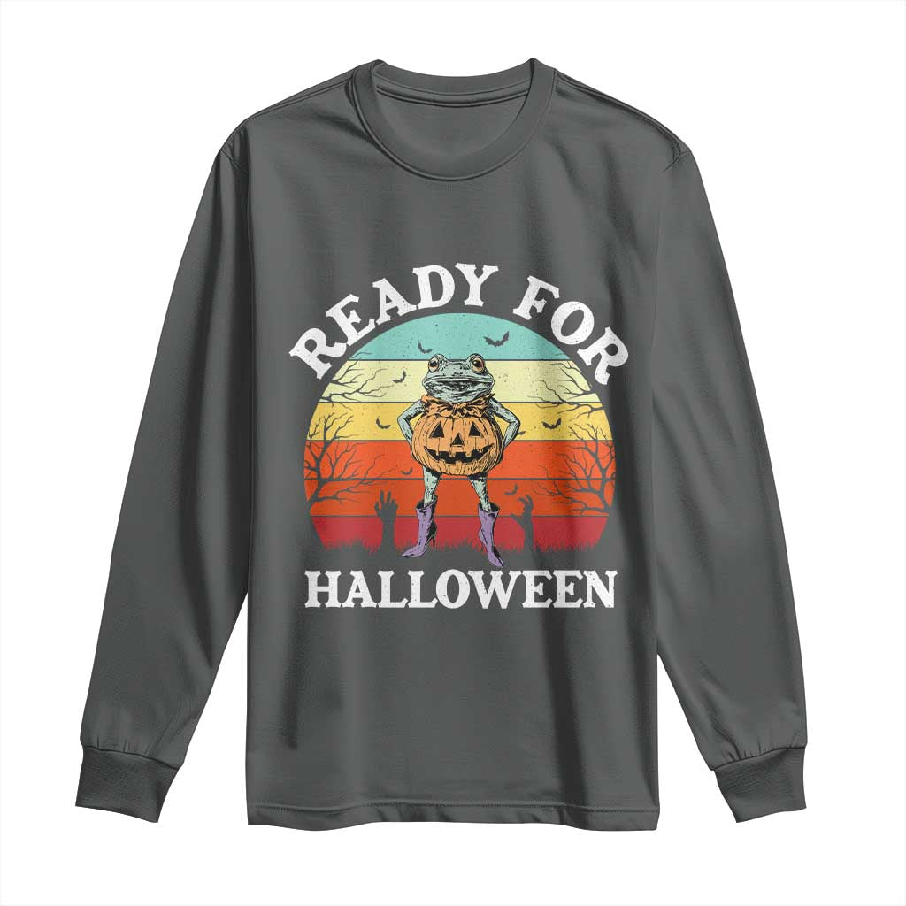 Funny Halloween Frog Long Sleeve Shirt Retro Spooky Season Funny Frogs Costume - Wonder Print Shop