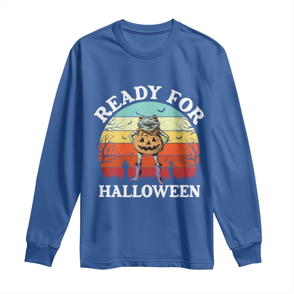 Funny Halloween Frog Long Sleeve Shirt Retro Spooky Season Funny Frogs Costume - Wonder Print Shop