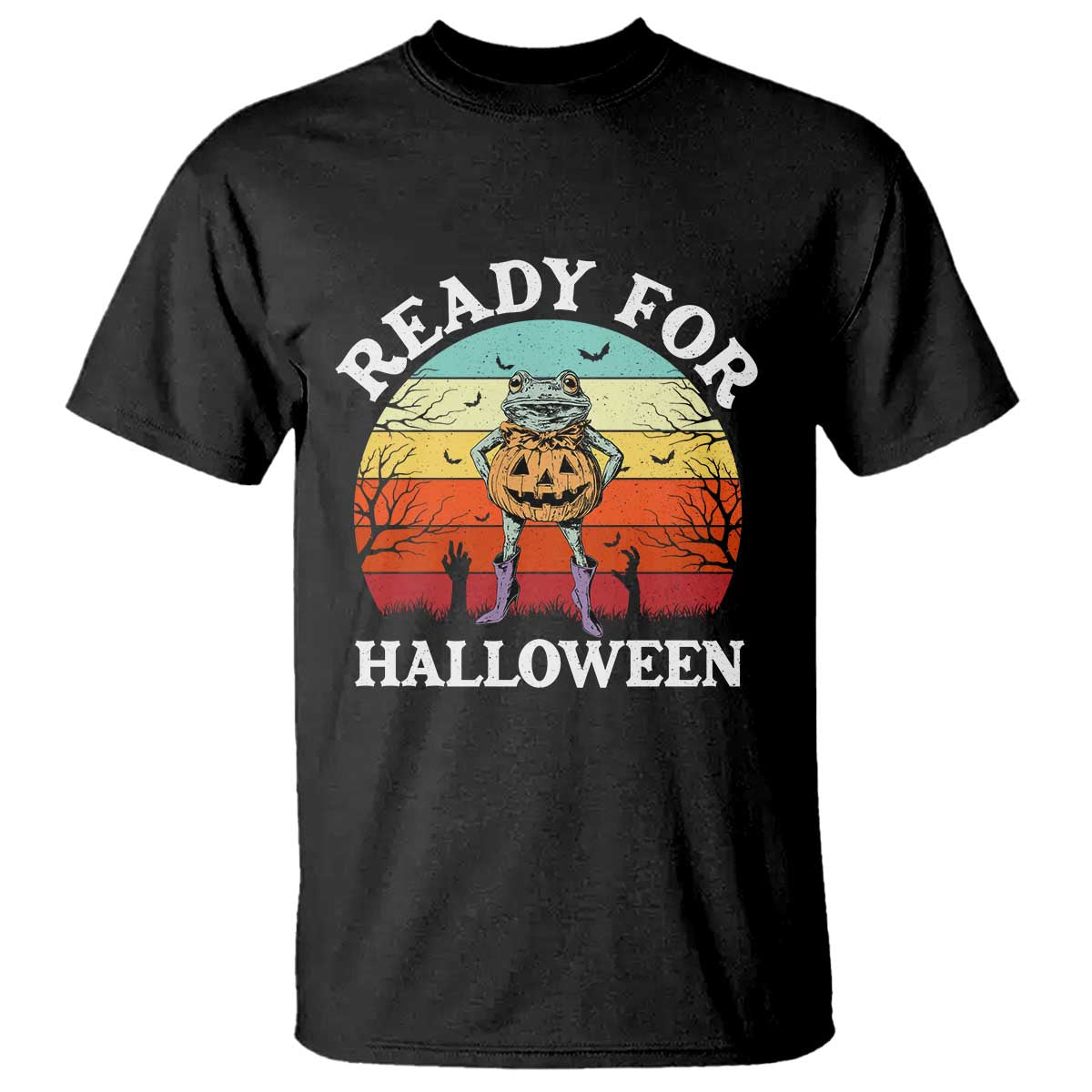Funny Halloween Frog T Shirt Retro Spooky Season Funny Frogs Costume - Wonder Print Shop