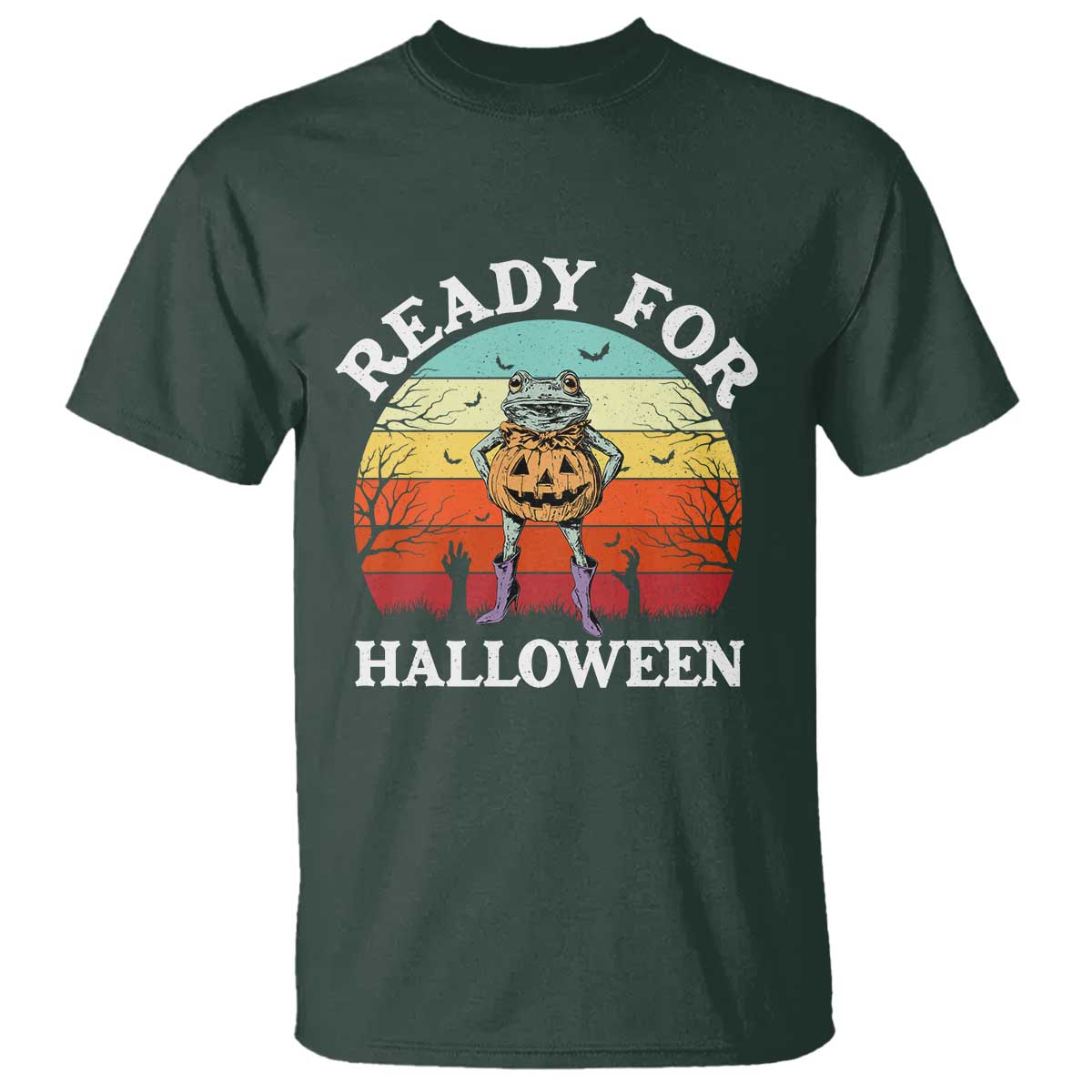 Funny Halloween Frog T Shirt Retro Spooky Season Funny Frogs Costume - Wonder Print Shop