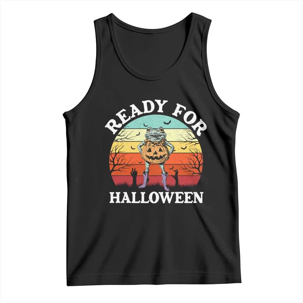 Funny Halloween Frog Tank Top Retro Spooky Season Funny Frogs Costume - Wonder Print Shop