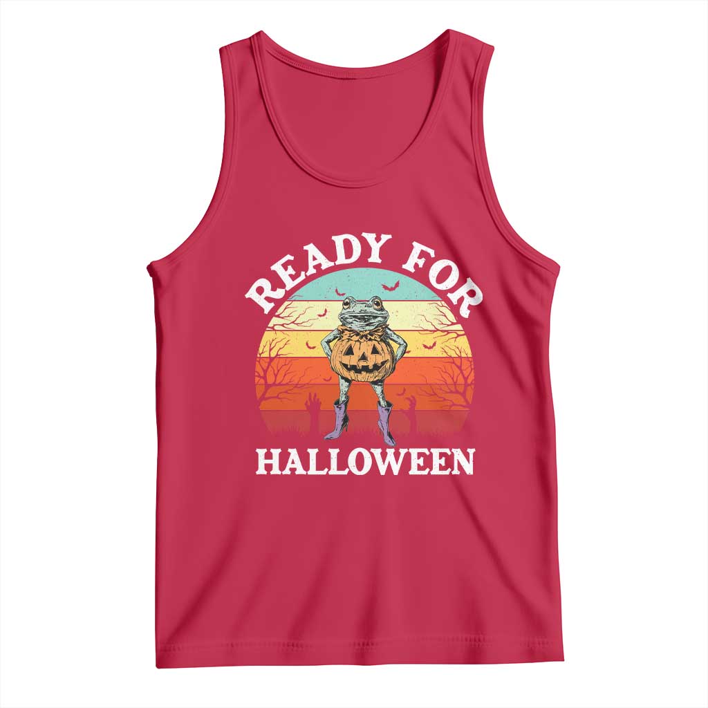 Funny Halloween Frog Tank Top Retro Spooky Season Funny Frogs Costume - Wonder Print Shop