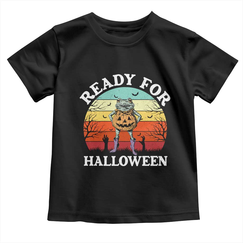 Funny Halloween Frog Toddler T Shirt Retro Spooky Season Funny Frogs Costume - Wonder Print Shop