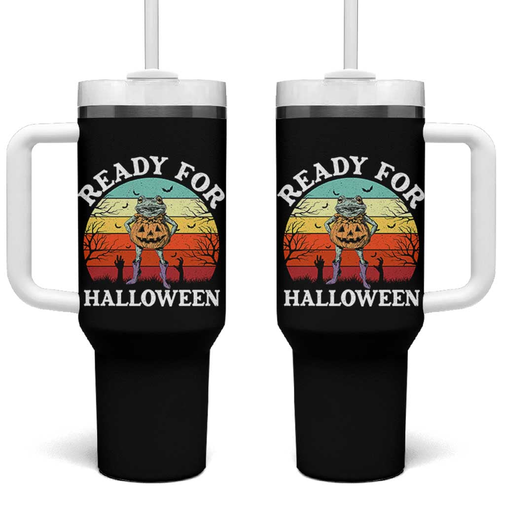 Funny Halloween Frog Tumbler With Handle Retro Spooky Season Funny Frogs Costume - Wonder Print Shop