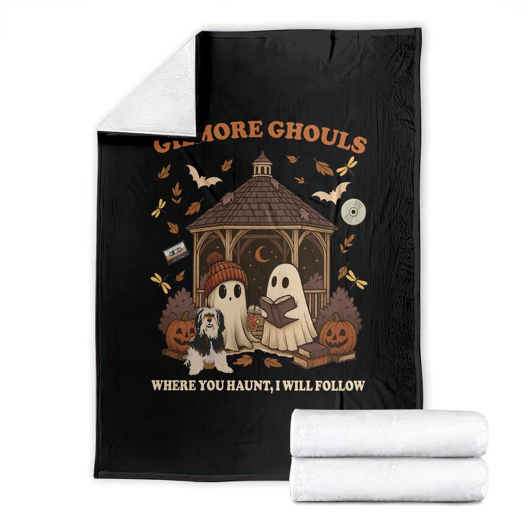 Gilmore Ghouls Halloween Throw Blanket Retro Book Lover Cute Ghost Fall Pumpkin - Wonder Print Shop