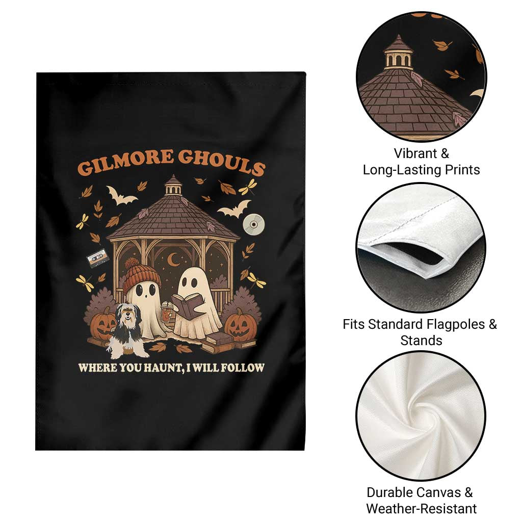 Gilmore Ghouls Halloween Garden Flag Retro Book Lover Cute Ghost Fall Pumpkin - Wonder Print Shop
