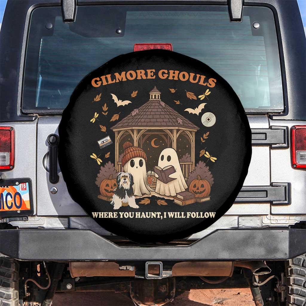 Gilmore Ghouls Halloween Spare Tire Cover Retro Book Lover Cute Ghost Fall Pumpkin - Wonder Print Shop