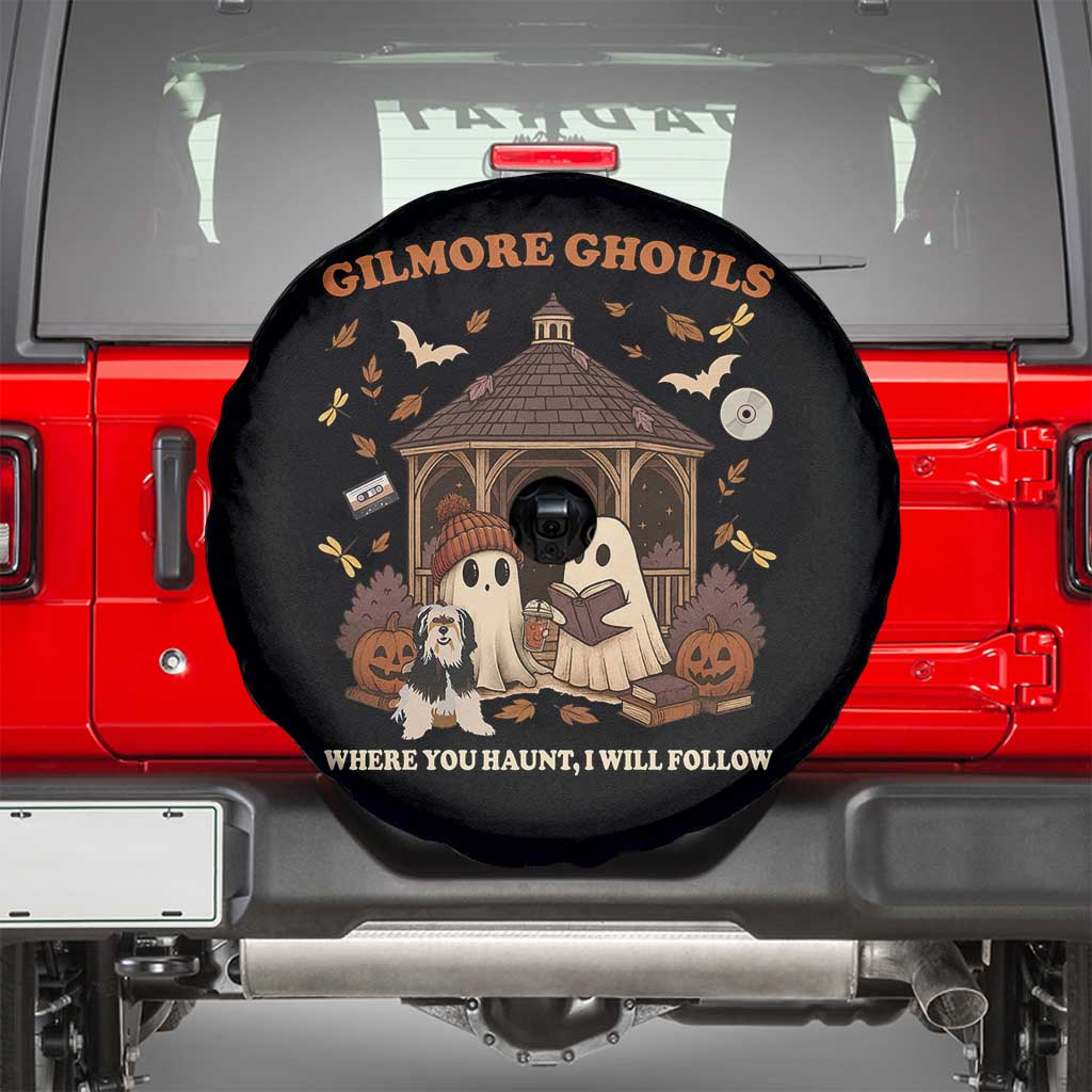 Gilmore Ghouls Halloween Spare Tire Cover Retro Book Lover Cute Ghost Fall Pumpkin - Wonder Print Shop