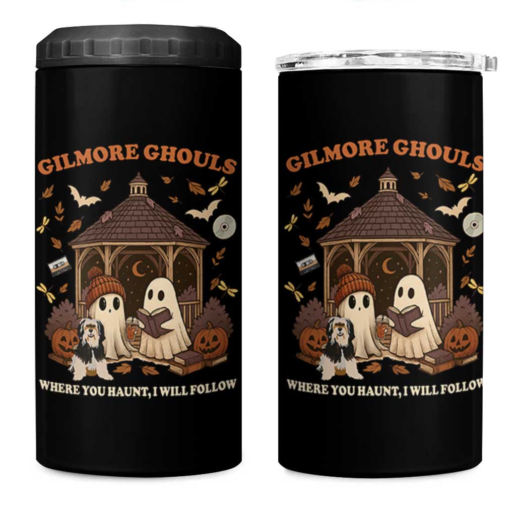 Gilmore Ghouls Halloween 4 in 1 Can Cooler Tumbler Retro Book Lover Cute Ghost Fall Pumpkin - Wonder Print Shop