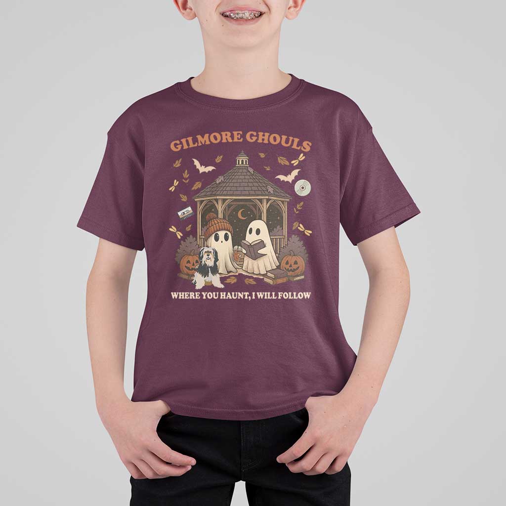Gilmore Ghouls Halloween T Shirt For Kid Retro Book Lover Cute Ghost Fall Pumpkin - Wonder Print Shop