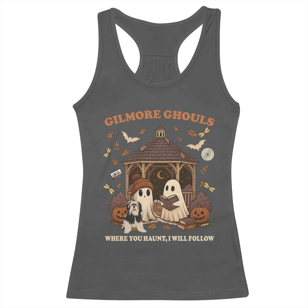 Gilmore Ghouls Halloween Racerback Tank Top Retro Book Lover Cute Ghost Fall Pumpkin - Wonder Print Shop