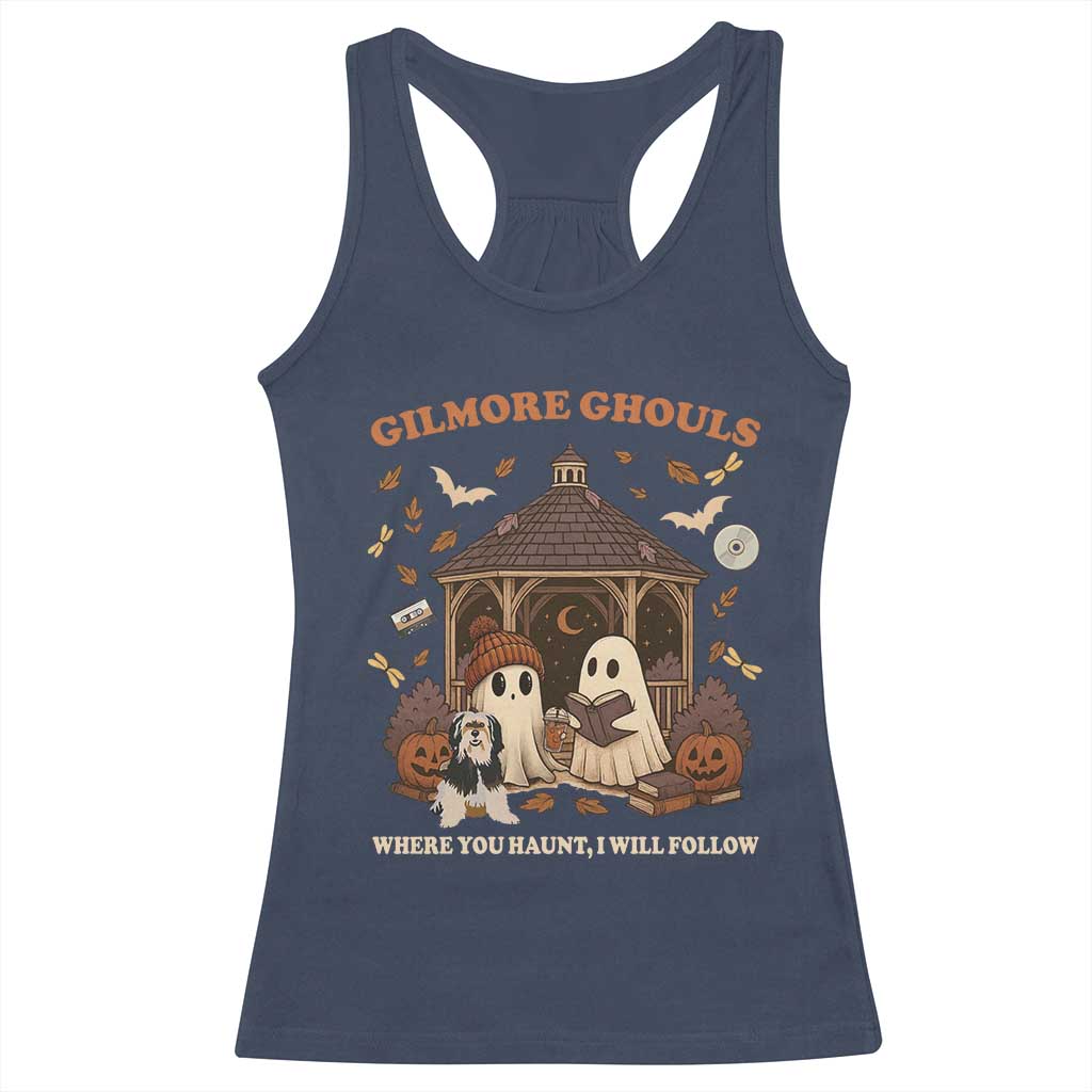 Gilmore Ghouls Halloween Racerback Tank Top Retro Book Lover Cute Ghost Fall Pumpkin - Wonder Print Shop
