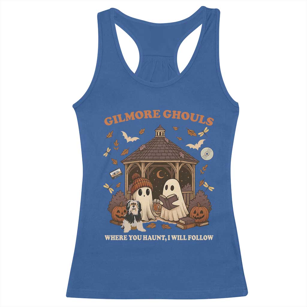 Gilmore Ghouls Halloween Racerback Tank Top Retro Book Lover Cute Ghost Fall Pumpkin - Wonder Print Shop