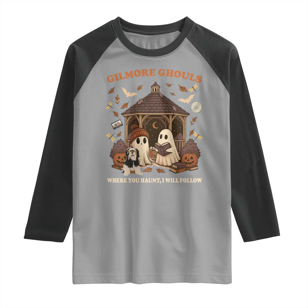Gilmore Ghouls Halloween Raglan Shirt Retro Book Lover Cute Ghost Fall Pumpkin - Wonder Print Shop