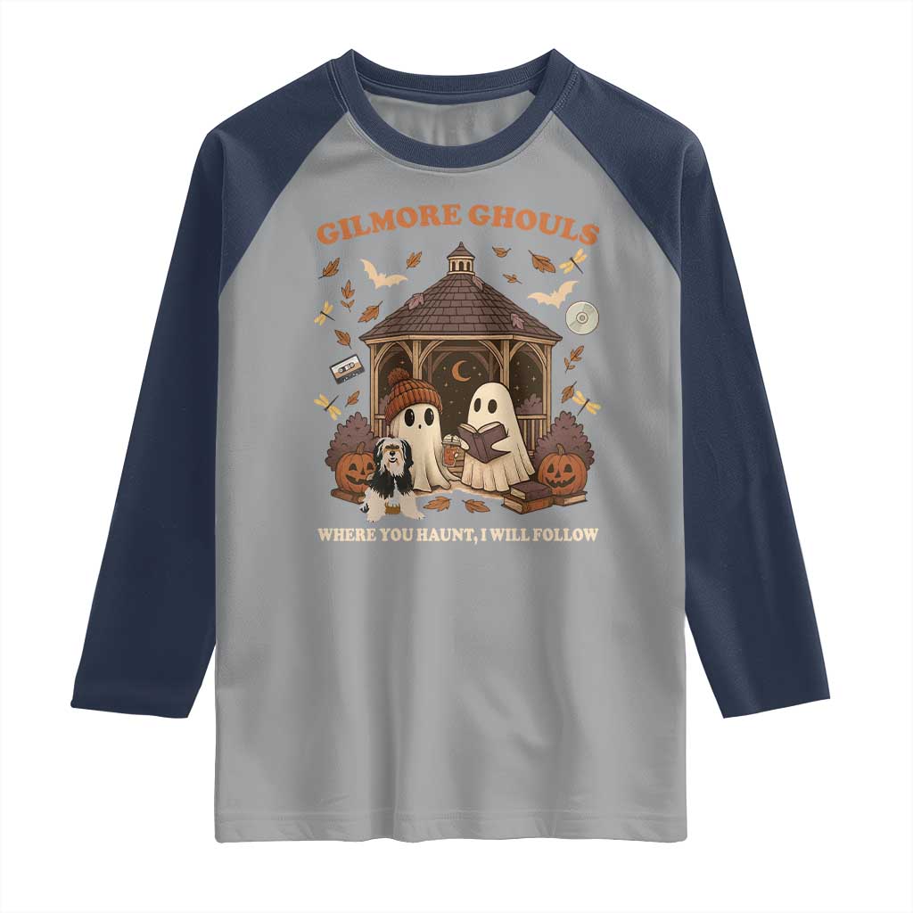 Gilmore Ghouls Halloween Raglan Shirt Retro Book Lover Cute Ghost Fall Pumpkin - Wonder Print Shop