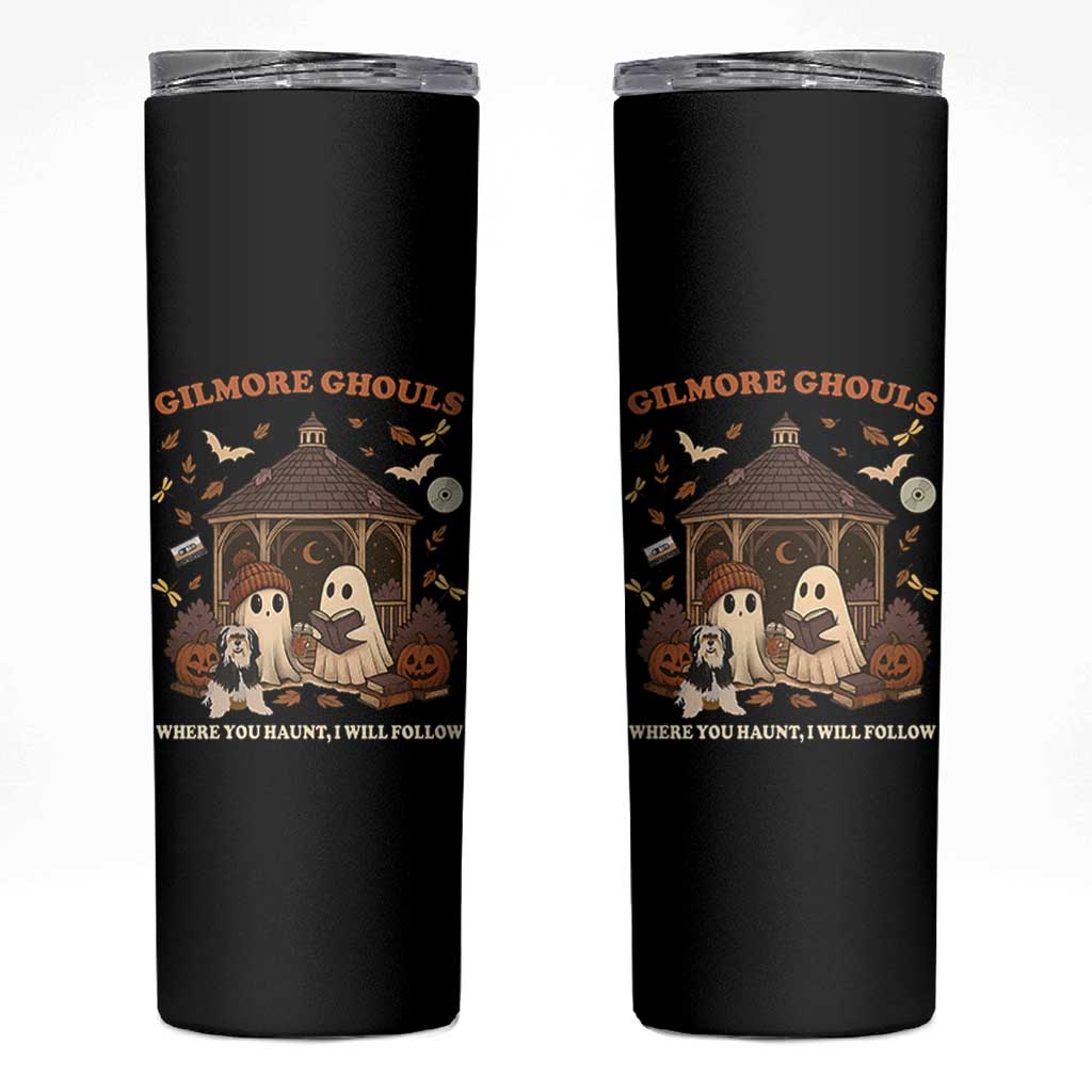 Gilmore Ghouls Halloween Skinny Tumbler Retro Book Lover Cute Ghost Fall Pumpkin - Wonder Print Shop