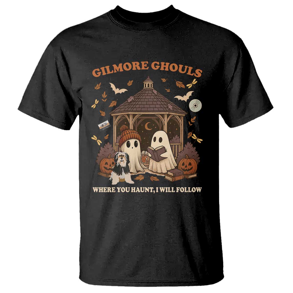 Gilmore Ghouls Halloween T Shirt Retro Book Lover Cute Ghost Fall Pumpkin - Wonder Print Shop