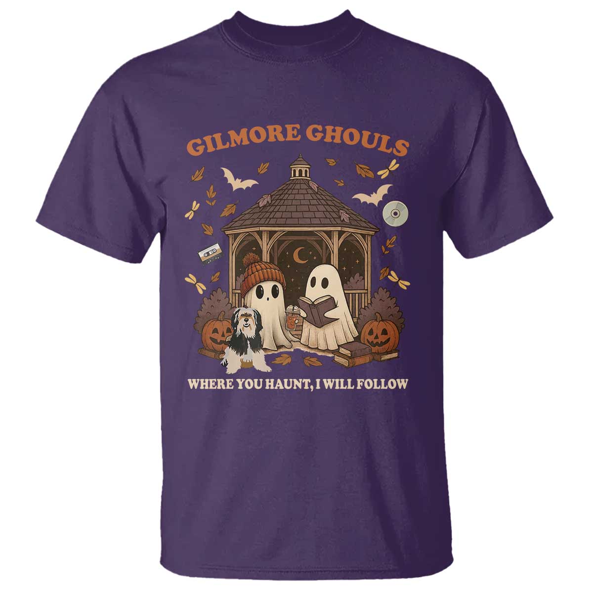 Gilmore Ghouls Halloween T Shirt Retro Book Lover Cute Ghost Fall Pumpkin - Wonder Print Shop