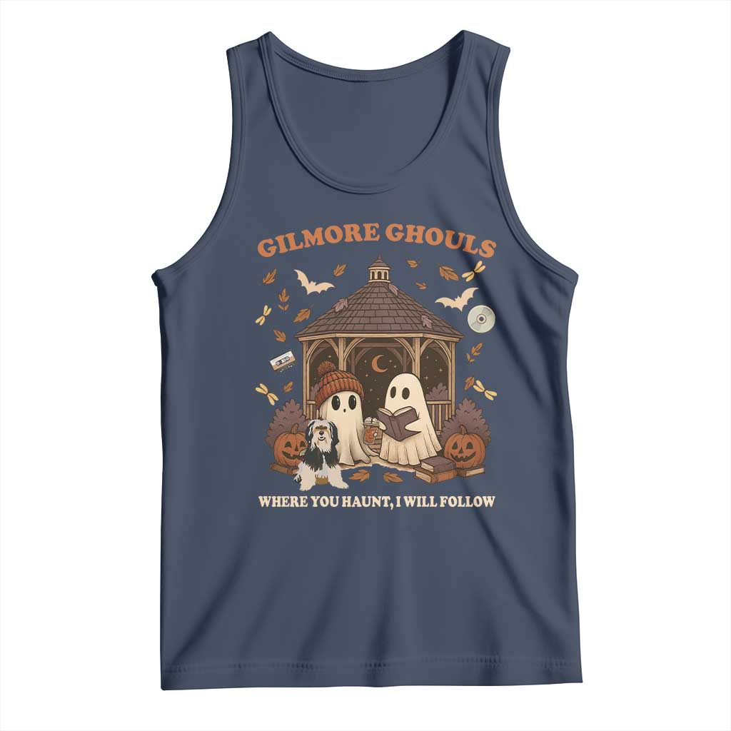 Gilmore Ghouls Halloween Tank Top Retro Book Lover Cute Ghost Fall Pumpkin - Wonder Print Shop