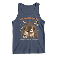 Gilmore Ghouls Halloween Tank Top Retro Book Lover Cute Ghost Fall Pumpkin - Wonder Print Shop