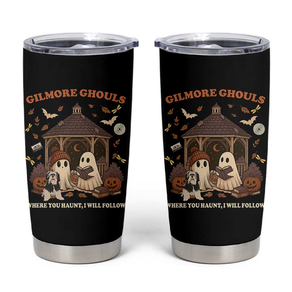 Gilmore Ghouls Halloween Tumbler Cup Retro Book Lover Cute Ghost Fall Pumpkin - Wonder Print Shop