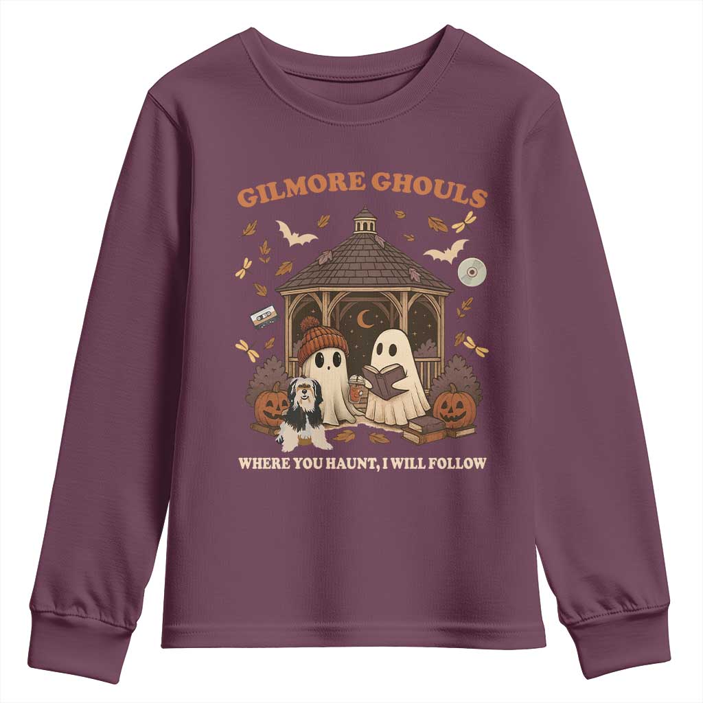 Gilmore Ghouls Halloween Youth Sweatshirt Retro Book Lover Cute Ghost Fall Pumpkin - Wonder Print Shop