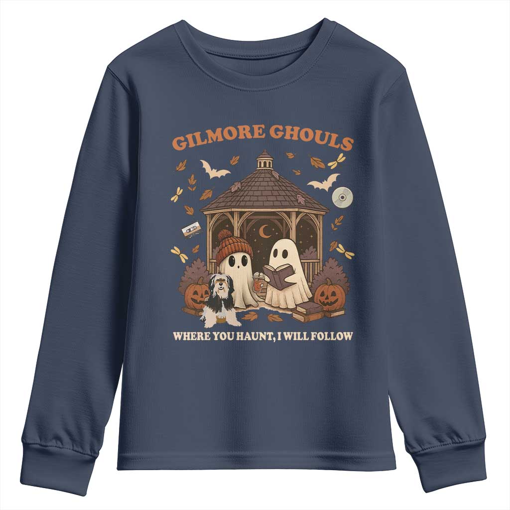 Gilmore Ghouls Halloween Youth Sweatshirt Retro Book Lover Cute Ghost Fall Pumpkin - Wonder Print Shop