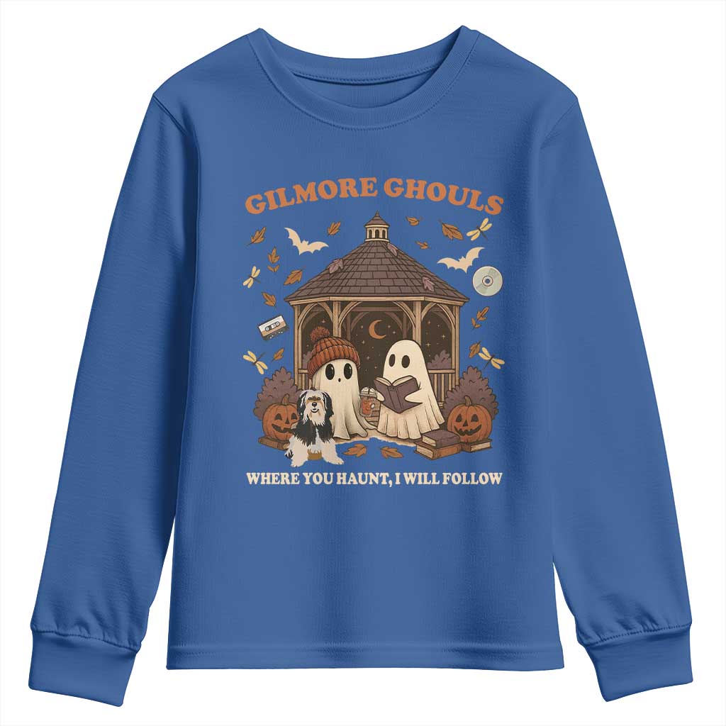 Gilmore Ghouls Halloween Youth Sweatshirt Retro Book Lover Cute Ghost Fall Pumpkin - Wonder Print Shop