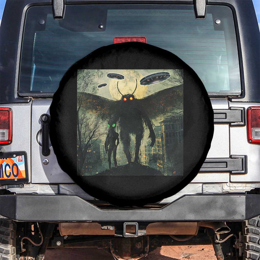 Mothman Aliens Spare Tire Cover Funny Cryptid Alien UFO - Wonder Print Shop