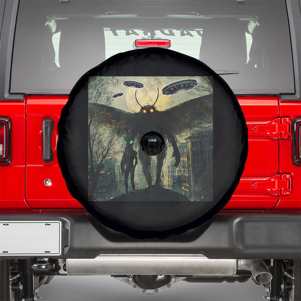 Mothman Aliens Spare Tire Cover Funny Cryptid Alien UFO - Wonder Print Shop