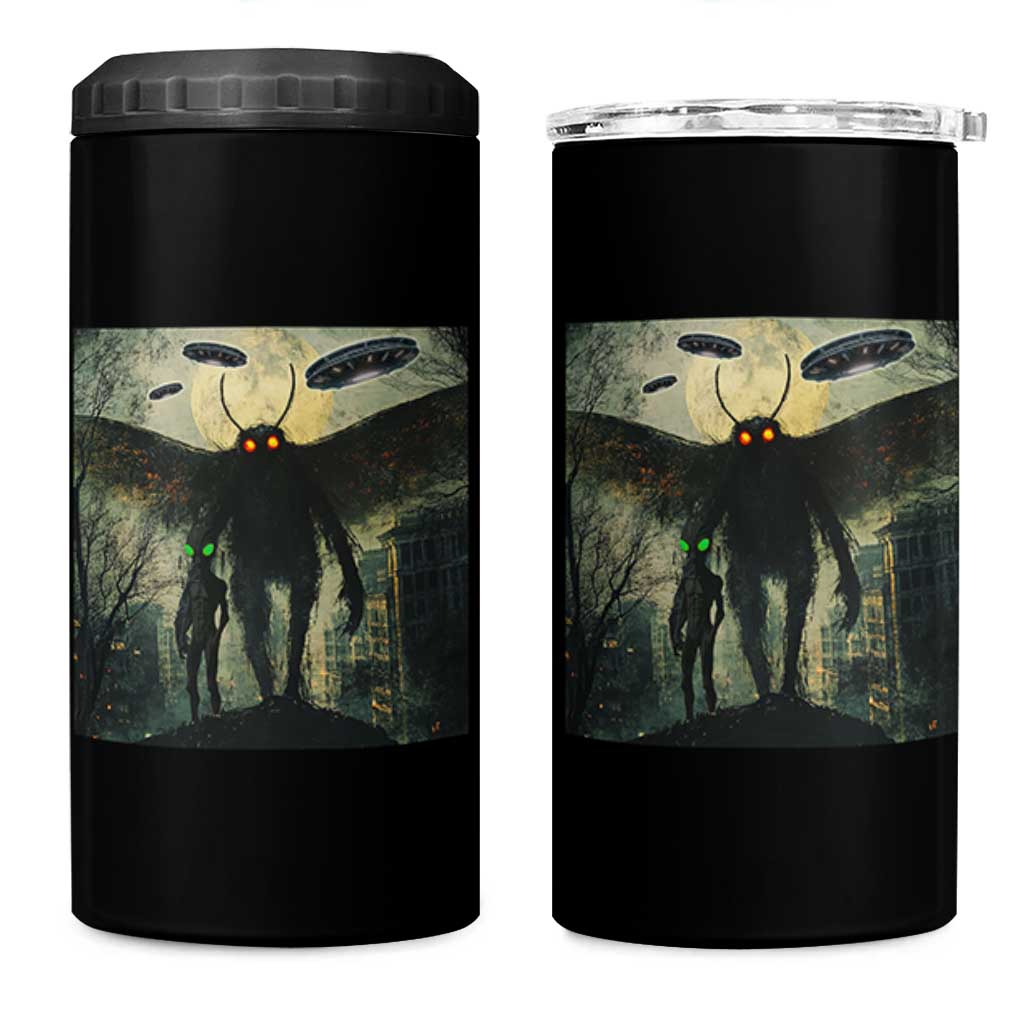 Mothman Aliens 4 in 1 Can Cooler Tumbler Funny Cryptid Alien UFO - Wonder Print Shop