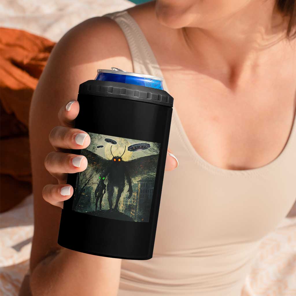 Mothman Aliens 4 in 1 Can Cooler Tumbler Funny Cryptid Alien UFO - Wonder Print Shop