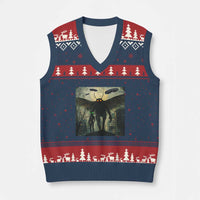 Mothman Aliens V-Neck Knit Sweater Vest Funny Cryptid Alien UFO - Wonder Print Shop