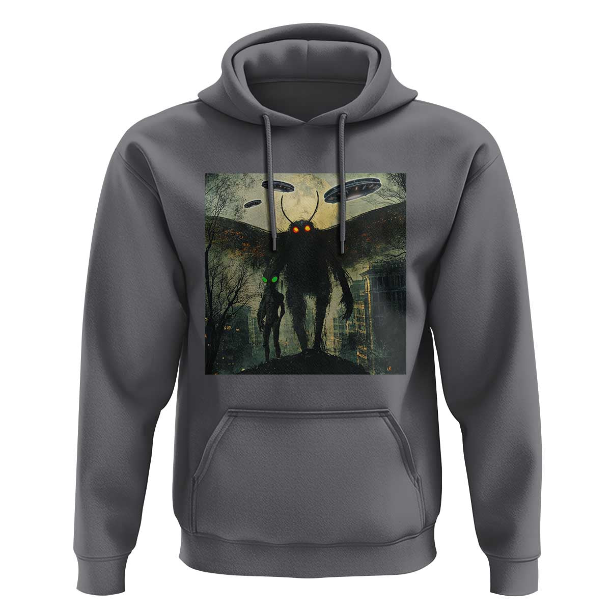 Mothman Aliens Hoodie Funny Cryptid Alien UFO - Wonder Print Shop