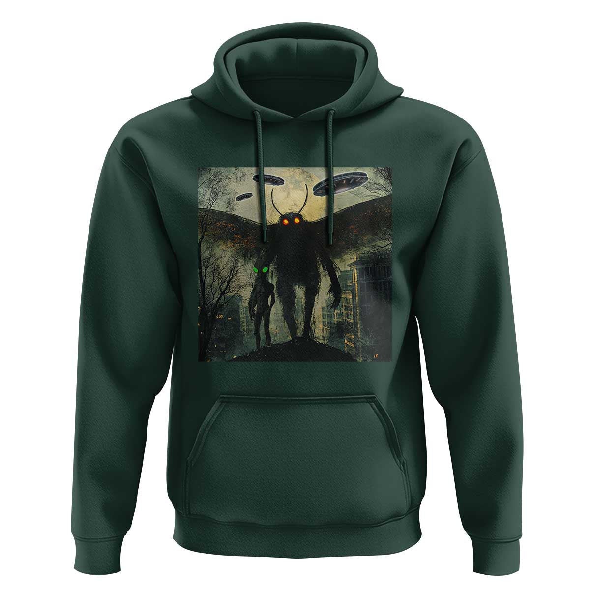 Mothman Aliens Hoodie Funny Cryptid Alien UFO - Wonder Print Shop