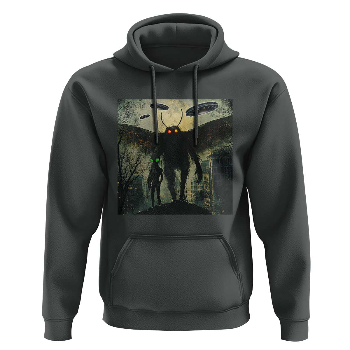 Mothman Aliens Hoodie Funny Cryptid Alien UFO - Wonder Print Shop