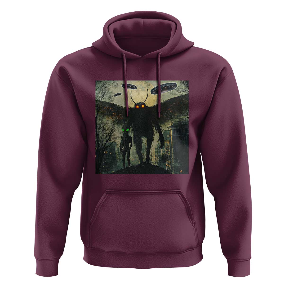 Mothman Aliens Hoodie Funny Cryptid Alien UFO - Wonder Print Shop
