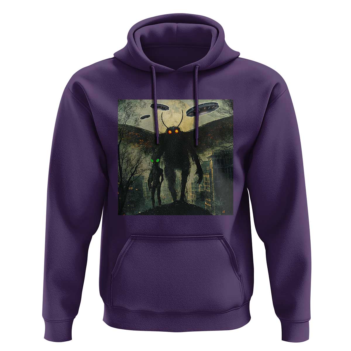 Mothman Aliens Hoodie Funny Cryptid Alien UFO - Wonder Print Shop