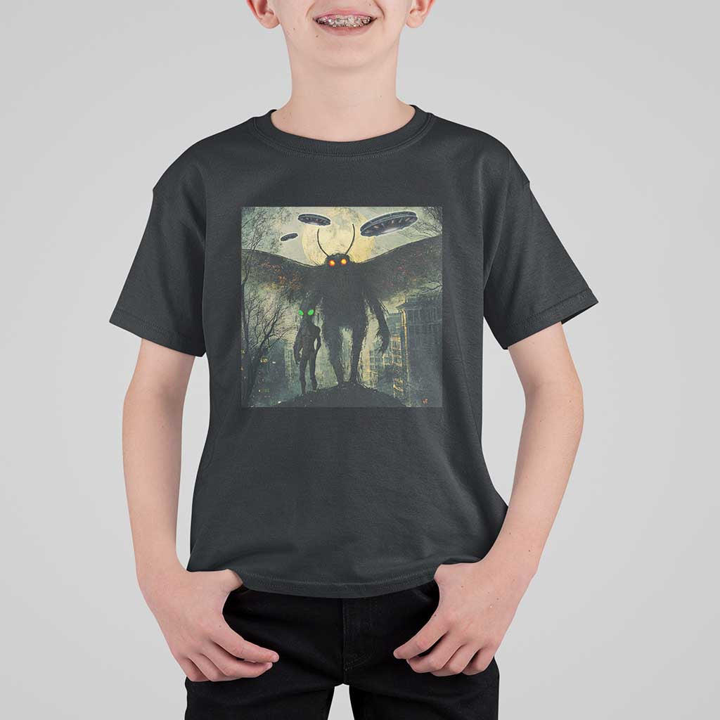 Mothman Aliens T Shirt For Kid Funny Cryptid Alien UFO - Wonder Print Shop
